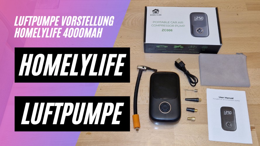 HOMELYLIFE Elektrische Luftpumpe 4000mAh Akku, 150PSI