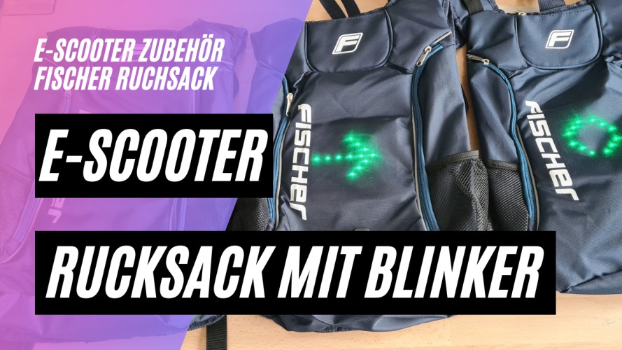FISCHER E-Scooter Rucksack mit Blinkfunktion (LED Blinker,  bis zu 15 Stunden nutzbar, 16 Liter)